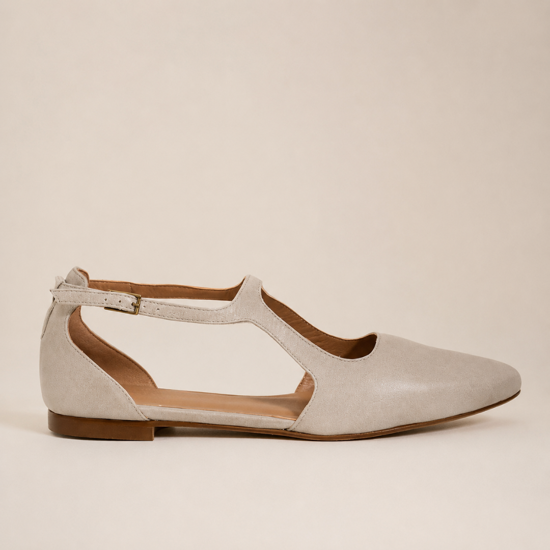 Bailarinas de Pele com Design T-Strap