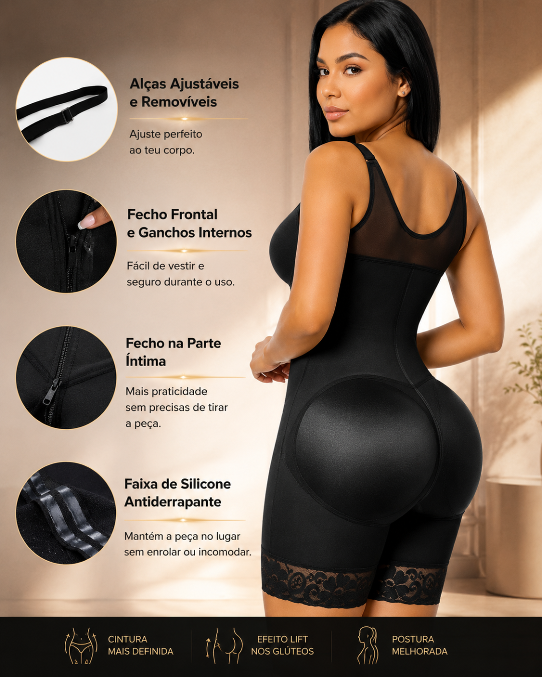 Cinta Modeladora de Corpo Inteiro com Fecho
