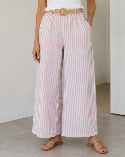 Calça Pantalona Riscas com Cinto