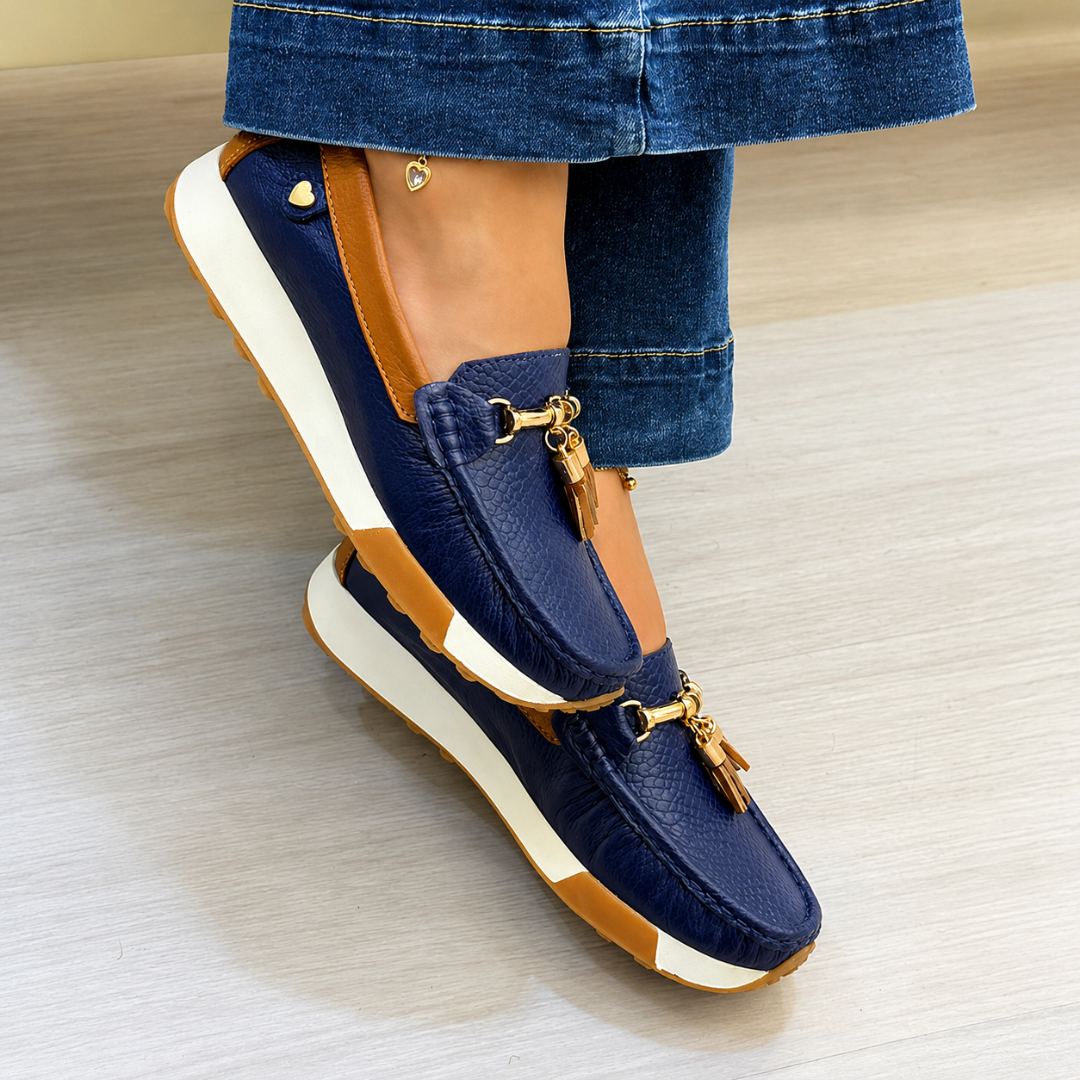 Mocassins em pele com plataforma