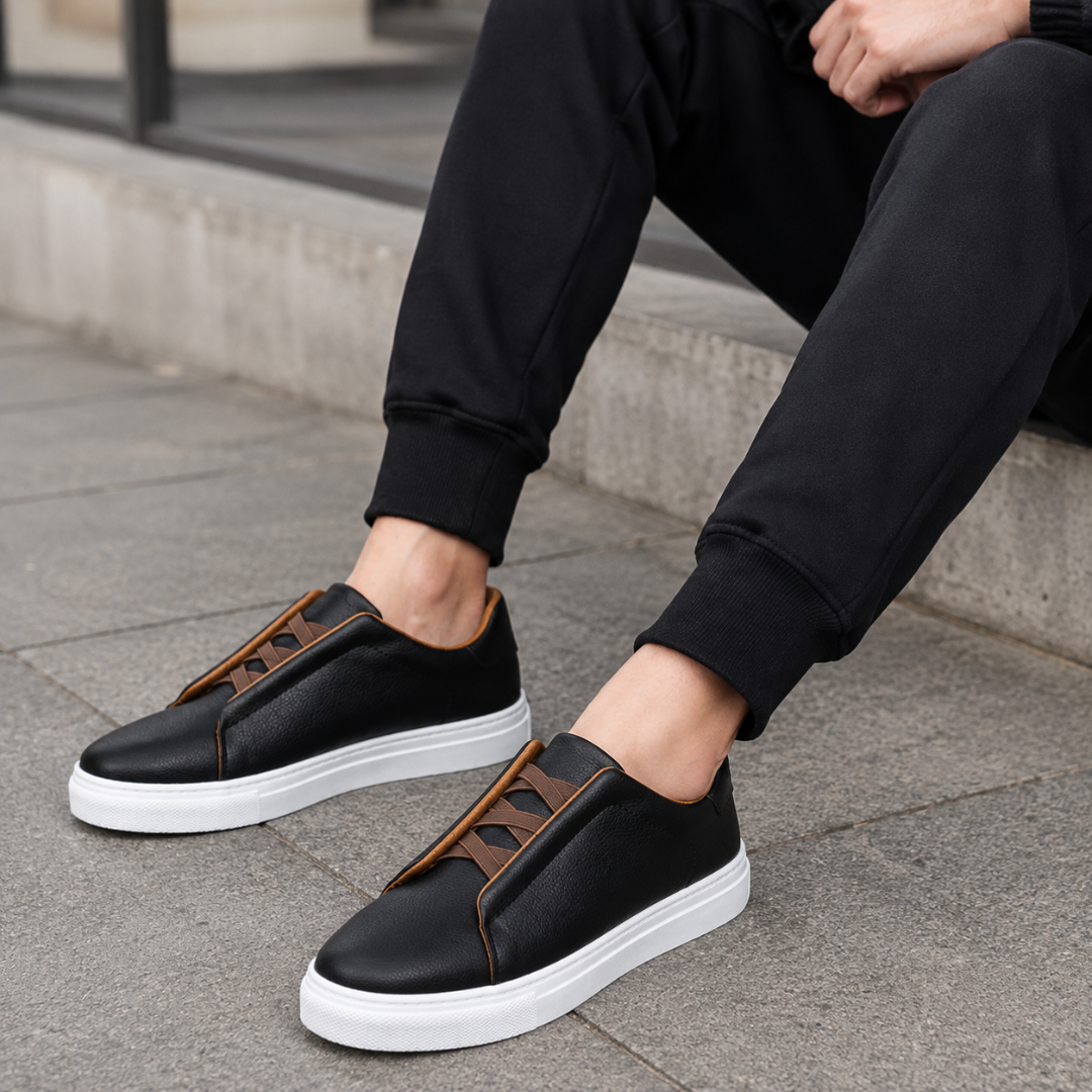 Sapatos Baixos em Pele