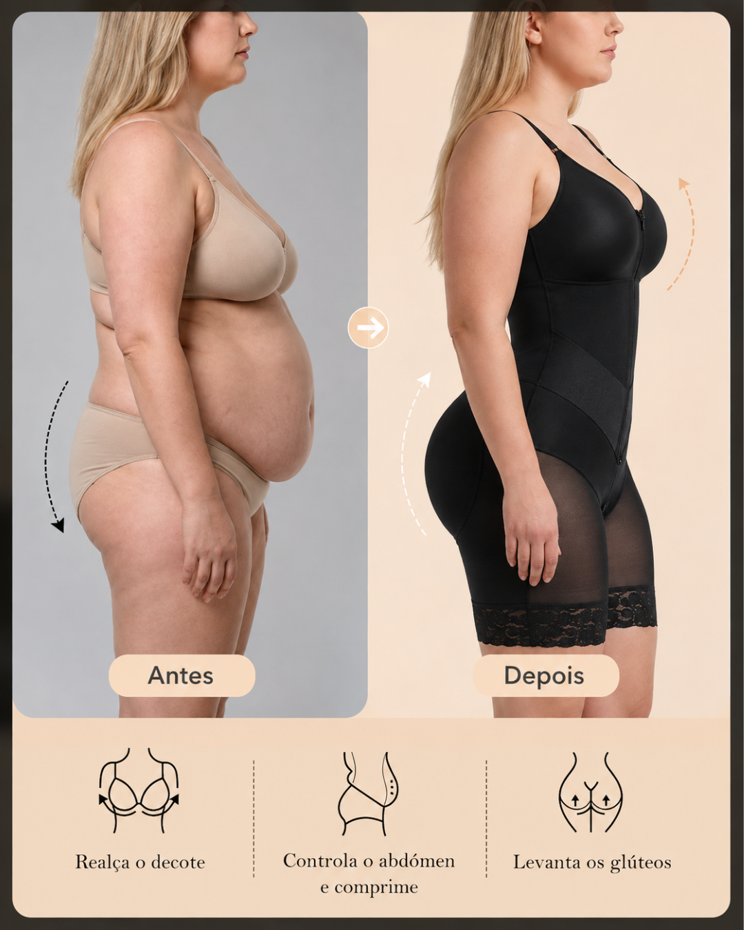 Cinta Modeladora de Corpo Inteiro com Fecho