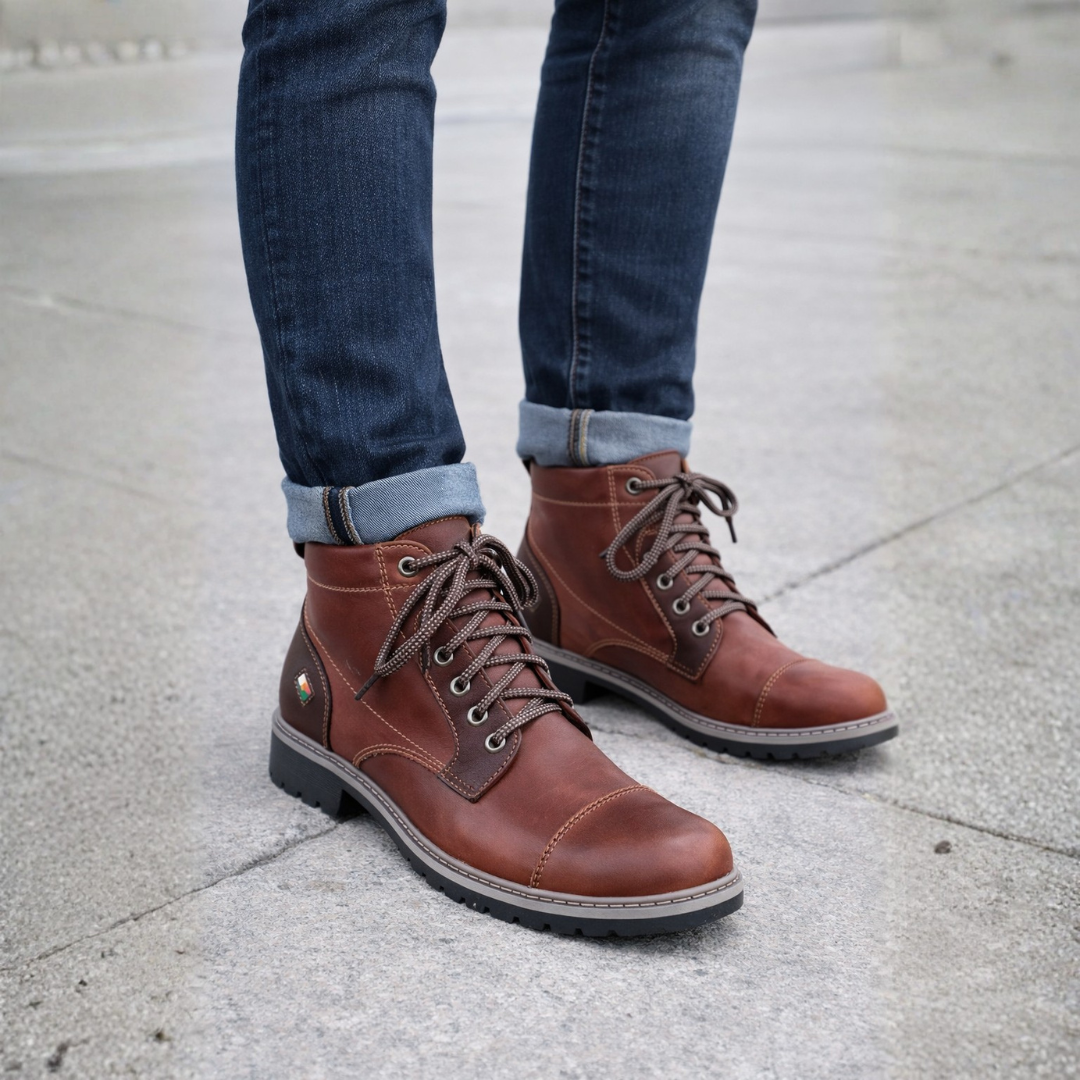 Bota de couro para homem