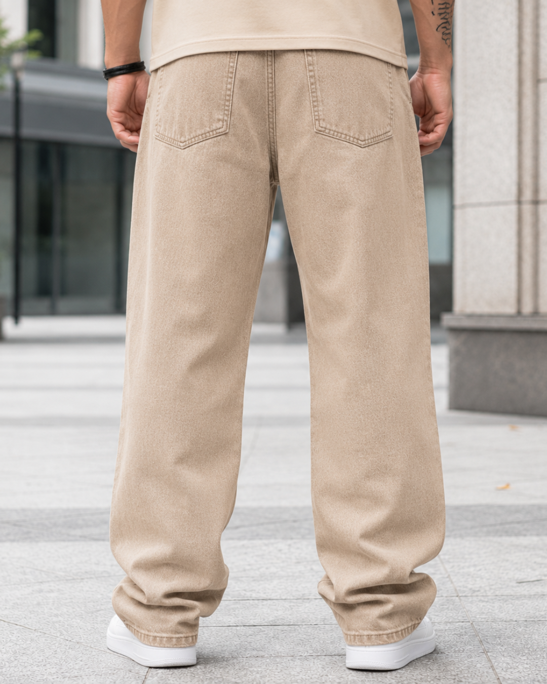Jeans de Corte Laro com Cintura Ajustável para Homem